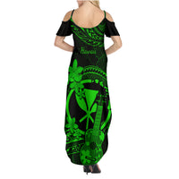 Hawaii Family Matching Summer Maxi Dress and Hawaiian Shirt Ukulele Mix Polynesian Plumeria Green Version LT14 - Polynesian Pride