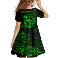 hawaii-kid-short-sleeve-dress-ukulele-mix-polynesian-plumeria-green-version