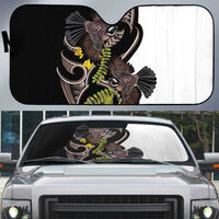 New Zealand Valentines Day Auto Sun Shade Piwakawaka Lovers Maori Koru Tattoo LT14 Black - Polynesian Pride