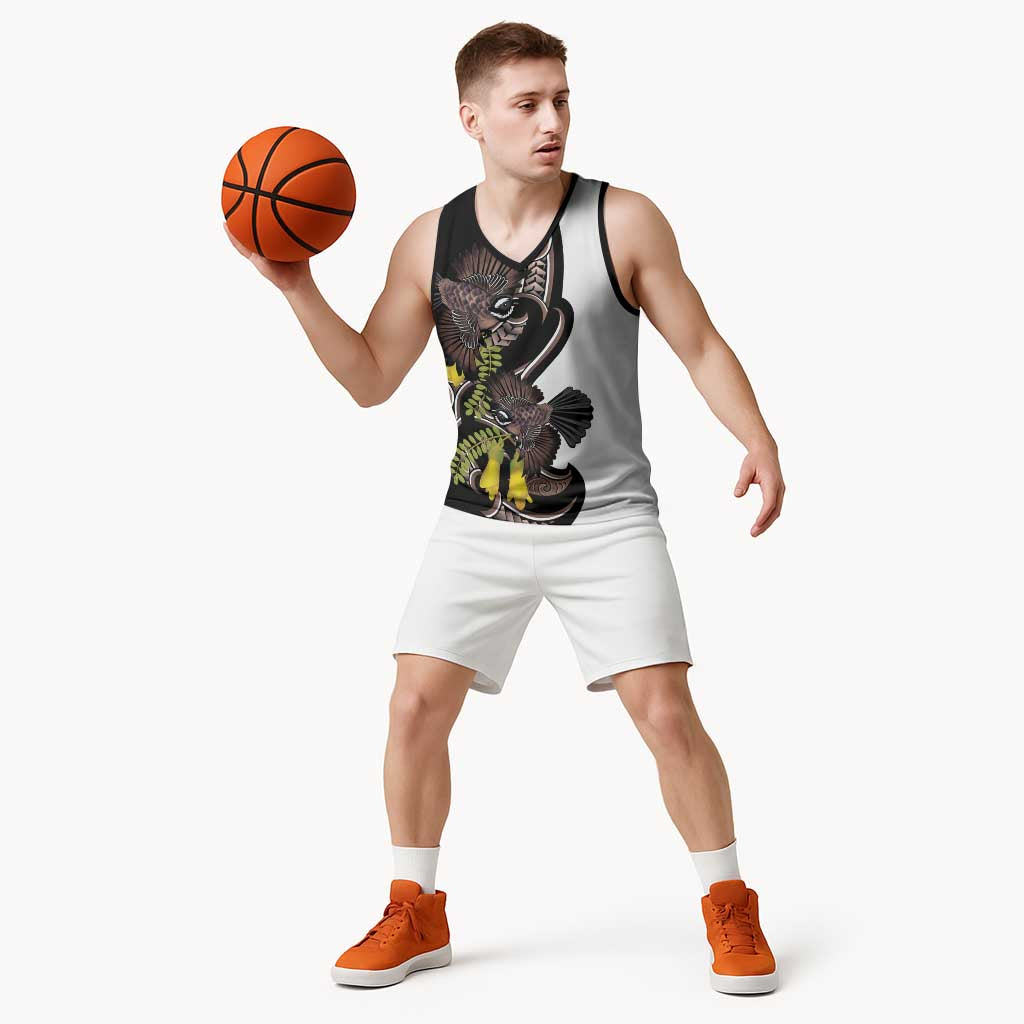 New Zealand Valentines Day Basketball Jersey Piwakawaka Lovers Maori Koru Tattoo LT14 - Polynesian Pride