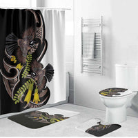 New Zealand Valentines Day Bathroom Set Piwakawaka Lovers Maori Koru Tattoo LT14 Bathroom Set (4 pcs) Black - Polynesian Pride