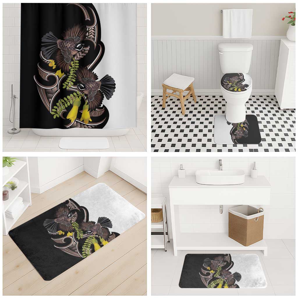 New Zealand Valentines Day Bathroom Set Piwakawaka Lovers Maori Koru Tattoo LT14 - Polynesian Pride