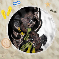 New Zealand Valentines Day Beach Blanket Piwakawaka Lovers Maori Koru Tattoo LT14 One Size 150cm Black - Polynesian Pride