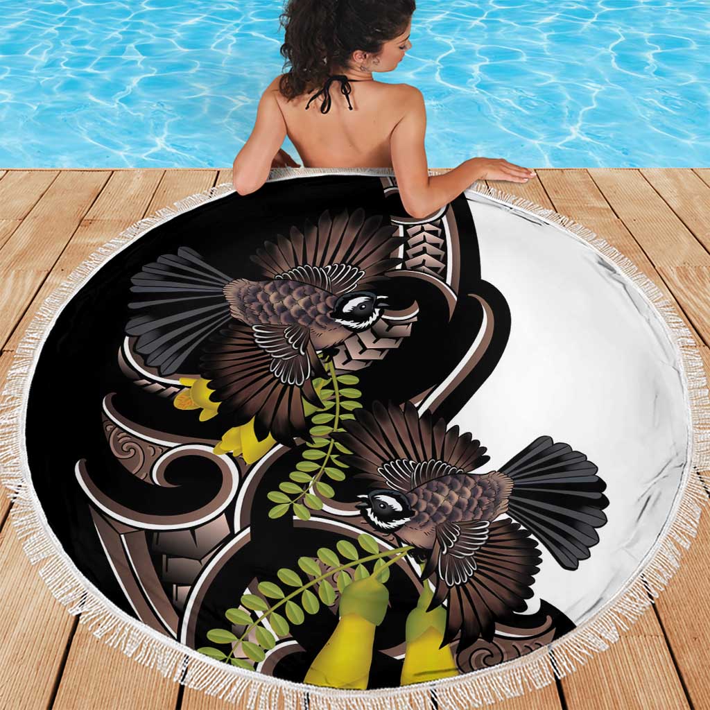 New Zealand Valentines Day Beach Blanket Piwakawaka Lovers Maori Koru Tattoo LT14 - Polynesian Pride