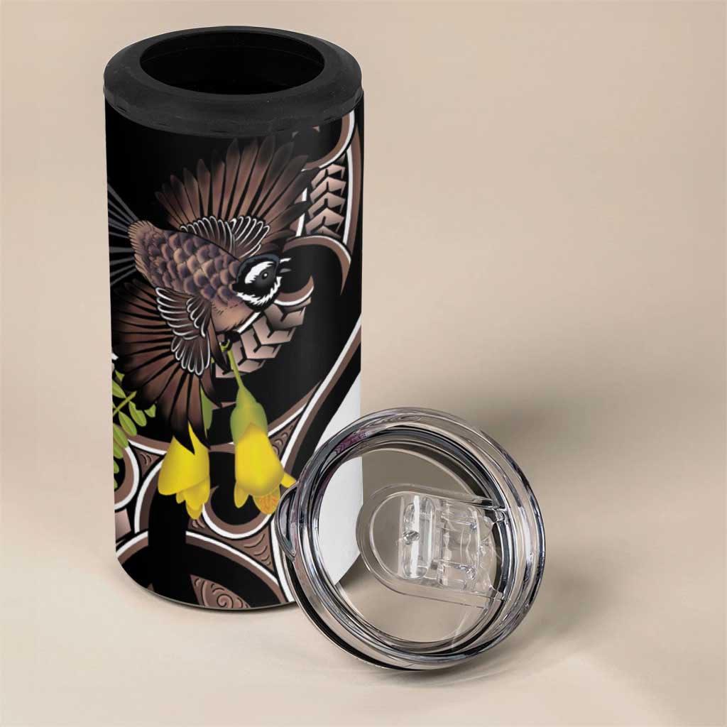 New Zealand Valentines Day 4 in 1 Can Cooler Tumbler Piwakawaka Lovers Maori Koru Tattoo LT14 - Polynesian Pride