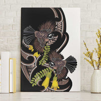 New Zealand Valentines Day Canvas Wall Art Piwakawaka Lovers Maori Koru Tattoo LT14 Without Frame Black - Polynesian Pride