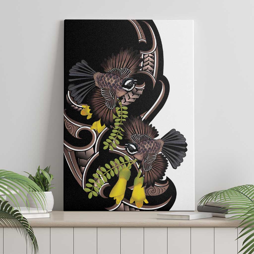 New Zealand Valentines Day Canvas Wall Art Piwakawaka Lovers Maori Koru Tattoo LT14 - Polynesian Pride