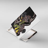 New Zealand Valentines Day Canvas Wall Art Piwakawaka Lovers Maori Koru Tattoo LT14 With Frame Black - Polynesian Pride