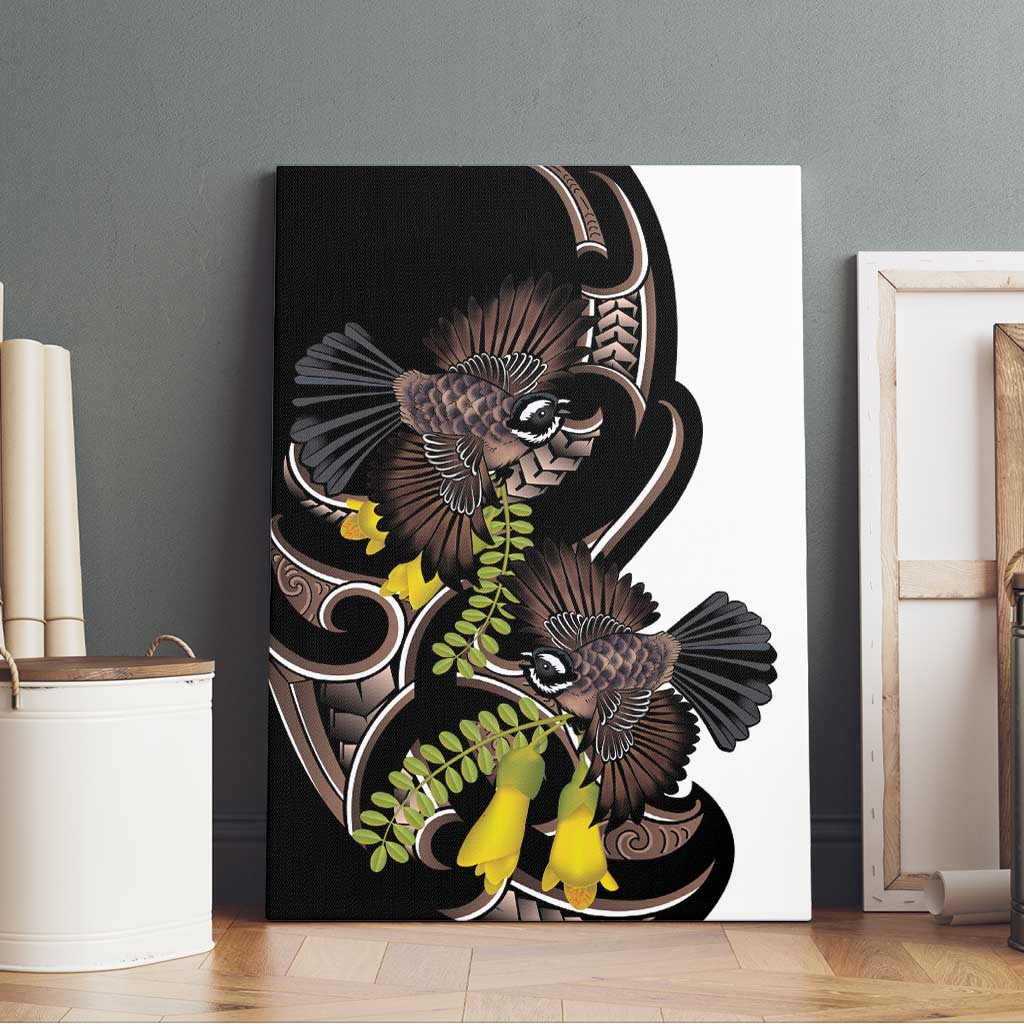 New Zealand Valentines Day Canvas Wall Art Piwakawaka Lovers Maori Koru Tattoo LT14 - Polynesian Pride