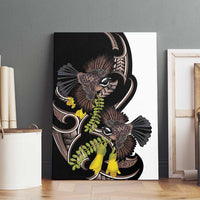 New Zealand Valentines Day Canvas Wall Art Piwakawaka Lovers Maori Koru Tattoo LT14 - Polynesian Pride