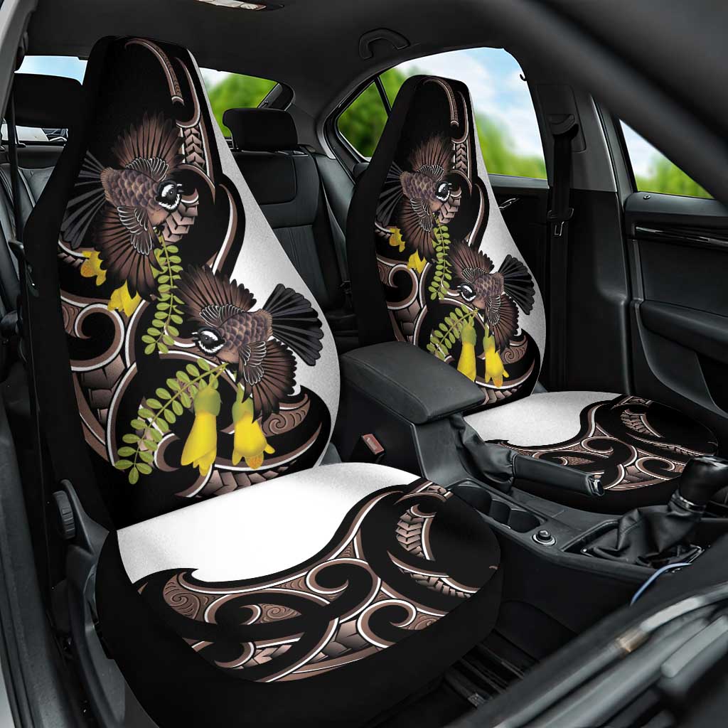 New Zealand Valentines Day Car Seat Cover Piwakawaka Lovers Maori Koru Tattoo LT14 One Size Black - Polynesian Pride