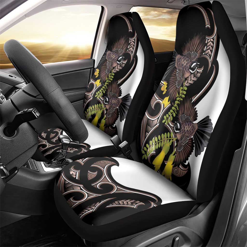 New Zealand Valentines Day Car Seat Cover Piwakawaka Lovers Maori Koru Tattoo LT14 - Polynesian Pride