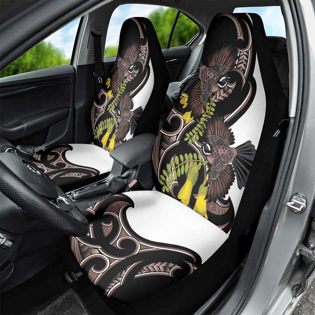 New Zealand Valentines Day Car Seat Cover Piwakawaka Lovers Maori Koru Tattoo LT14 - Polynesian Pride