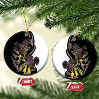 New Zealand Valentines Day Ceramic Ornament Piwakawaka Lovers Maori Koru Tattoo LT14 Circle Black - Polynesian Pride