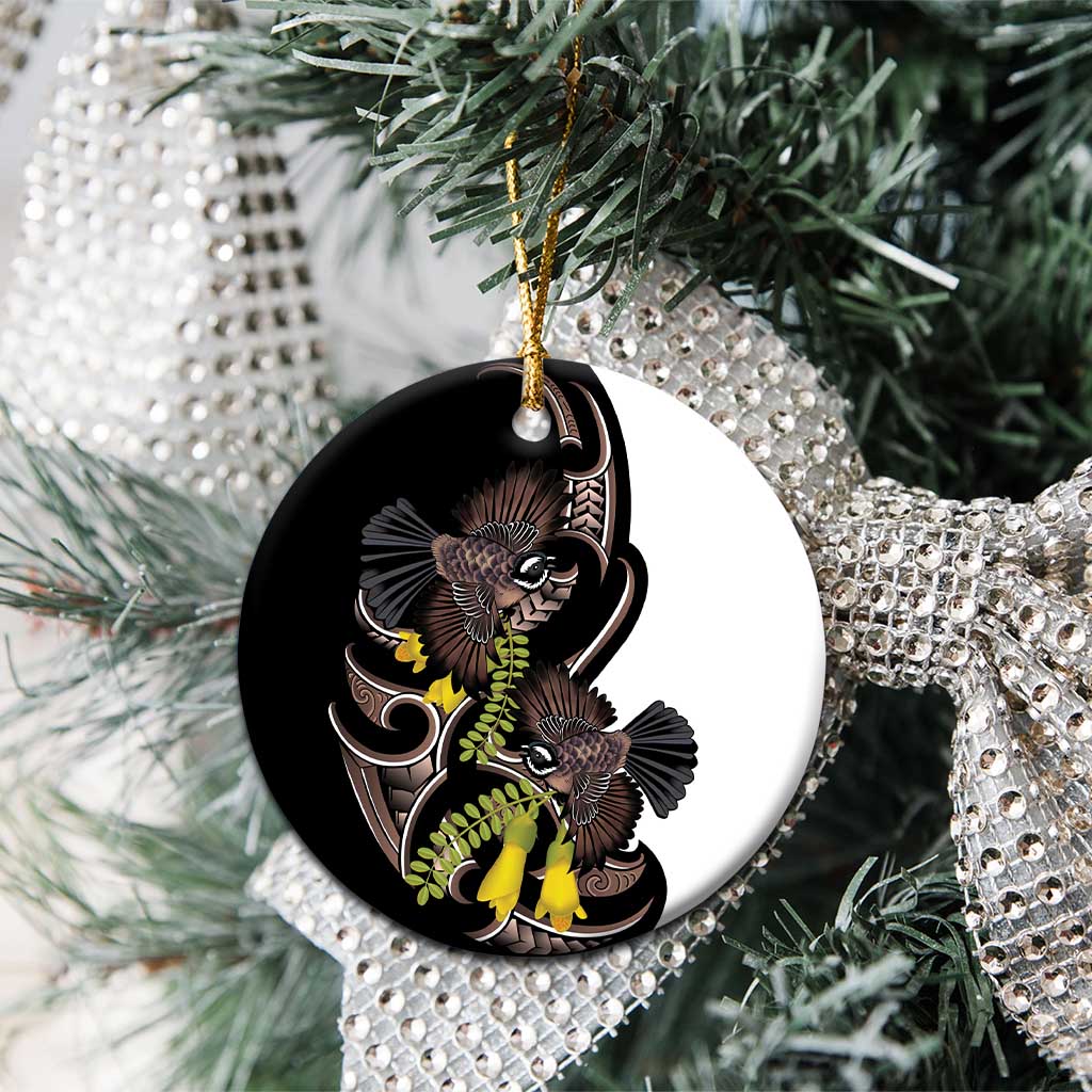 New Zealand Valentines Day Ceramic Ornament Piwakawaka Lovers Maori Koru Tattoo LT14 - Polynesian Pride