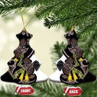 New Zealand Valentines Day Ceramic Ornament Piwakawaka Lovers Maori Koru Tattoo LT14 Christmas Tree Black - Polynesian Pride