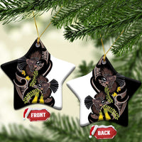 New Zealand Valentines Day Ceramic Ornament Piwakawaka Lovers Maori Koru Tattoo LT14 Star Black - Polynesian Pride