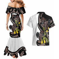 New Zealand Valentines Day Couples Matching Mermaid Dress and Hawaiian Shirt Piwakawaka Lovers Maori Koru Tattoo LT14 - Polynesian Pride