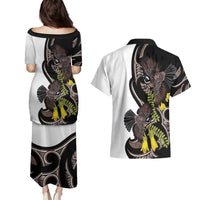 New Zealand Valentines Day Couples Matching Puletasi and Hawaiian Shirt Piwakawaka Lovers Maori Koru Tattoo LT14 - Polynesian Pride