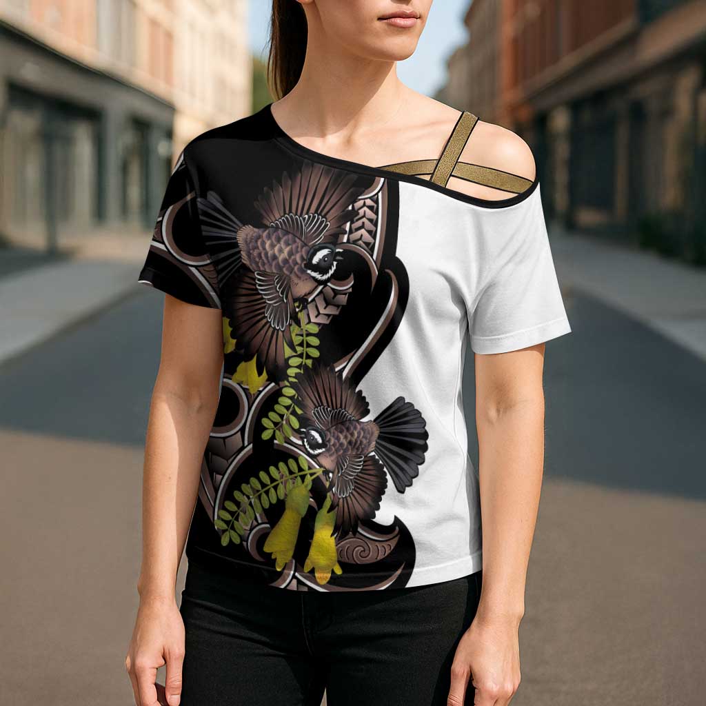 New Zealand Valentines Day Cross Shoulder Shirt Piwakawaka Lovers Maori Koru Tattoo LT14 - Polynesian Pride