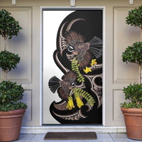 New Zealand Valentines Day Door Cover Piwakawaka Lovers Maori Koru Tattoo LT14 Black - Polynesian Pride