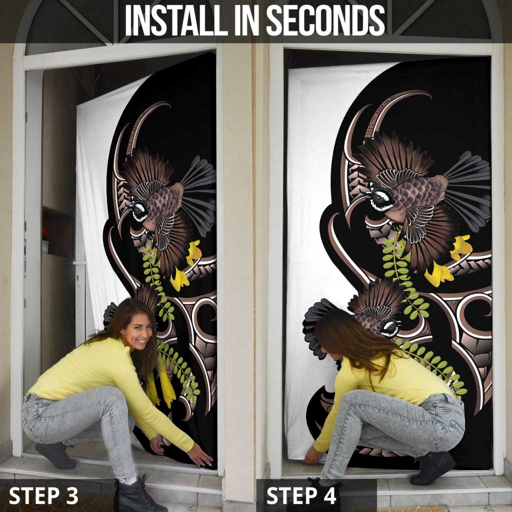 New Zealand Valentines Day Door Cover Piwakawaka Lovers Maori Koru Tattoo LT14 - Polynesian Pride