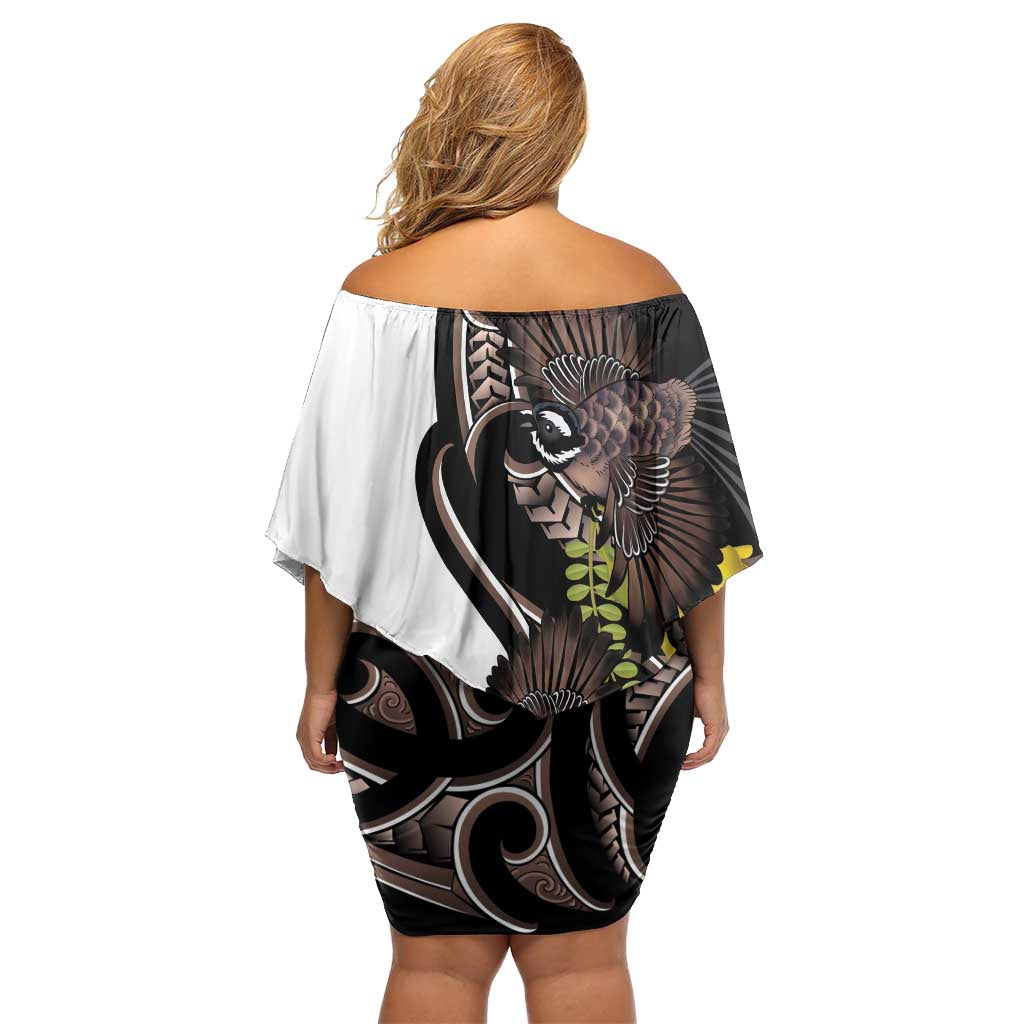 New Zealand Valentines Day Family Matching Off Shoulder Short Dress and Hawaiian Shirt Piwakawaka Lovers Maori Koru Tattoo LT14 - Polynesian Pride