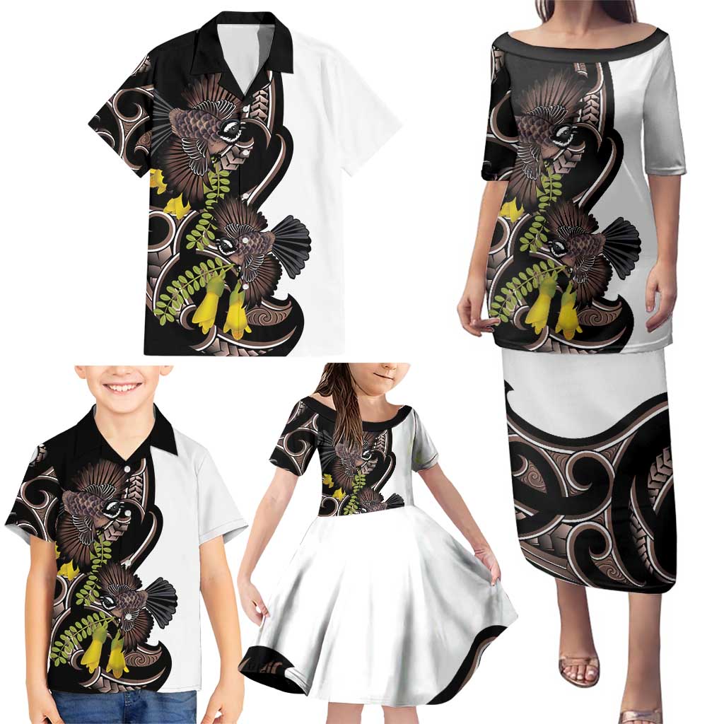 New Zealand Valentines Day Family Matching Puletasi and Hawaiian Shirt Piwakawaka Lovers Maori Koru Tattoo LT14 - Polynesian Pride