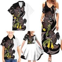 New Zealand Valentines Day Family Matching Summer Maxi Dress and Hawaiian Shirt Piwakawaka Lovers Maori Koru Tattoo LT14 - Polynesian Pride