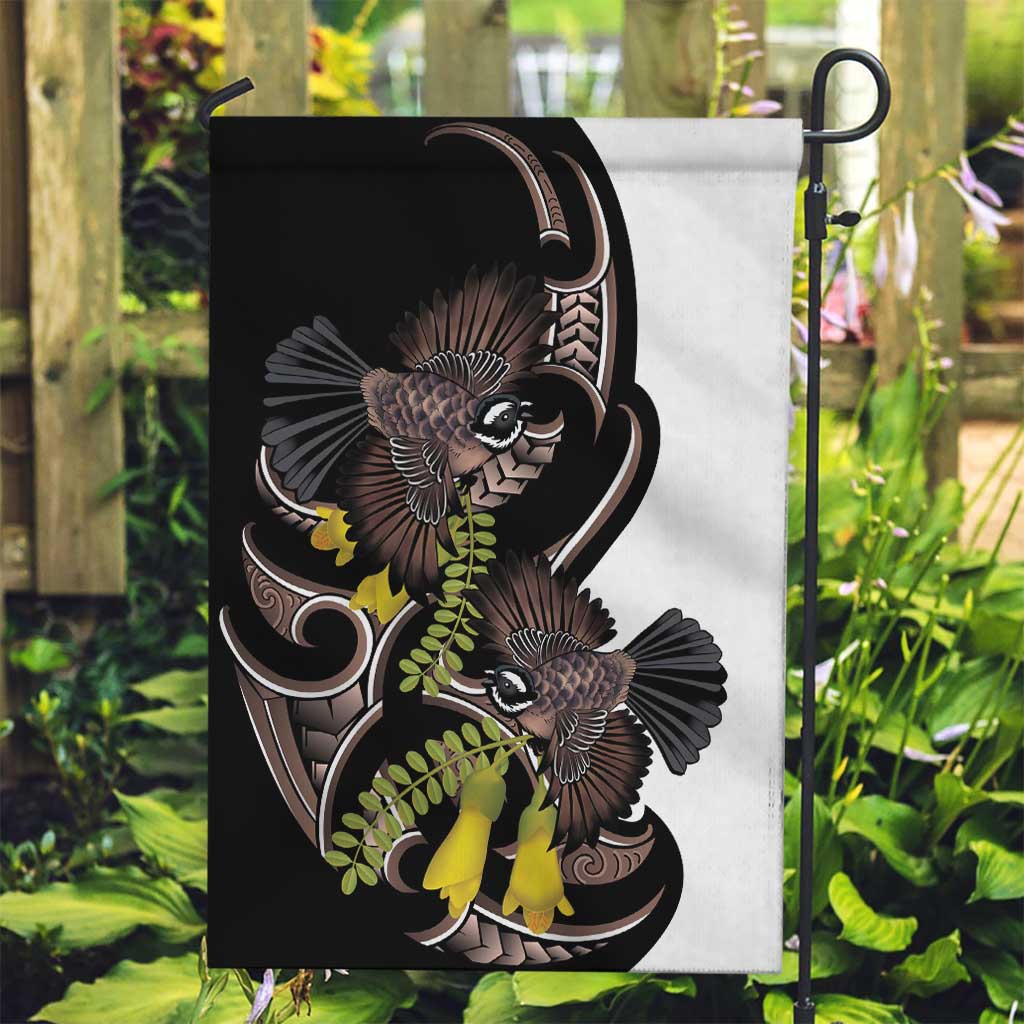 New Zealand Valentines Day Garden Flag Piwakawaka Lovers Maori Koru Tattoo LT14 Garden Flag Black - Polynesian Pride