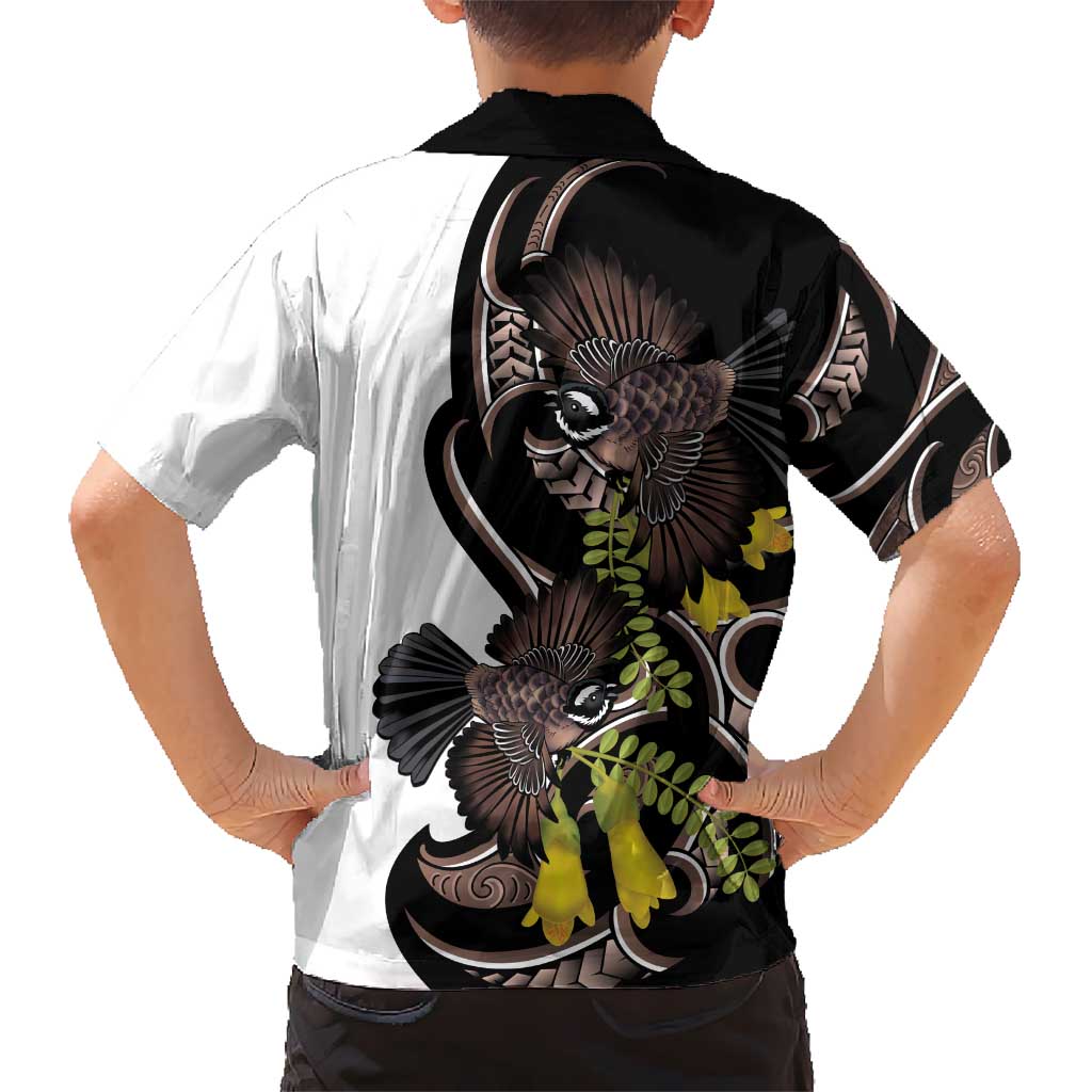 New Zealand Valentines Day Kid Hawaiian Shirt Piwakawaka Lovers Maori Koru Tattoo LT14 - Polynesian Pride