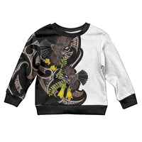 New Zealand Valentines Day Kid Ugly Christmas Sweater Piwakawaka Lovers Maori Koru Tattoo LT14 Kid Black - Polynesian Pride