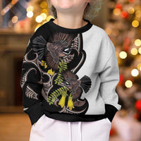 New Zealand Valentines Day Kid Ugly Christmas Sweater Piwakawaka Lovers Maori Koru Tattoo LT14 - Polynesian Pride