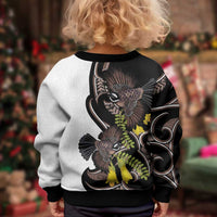 New Zealand Valentines Day Kid Ugly Christmas Sweater Piwakawaka Lovers Maori Koru Tattoo LT14 - Polynesian Pride