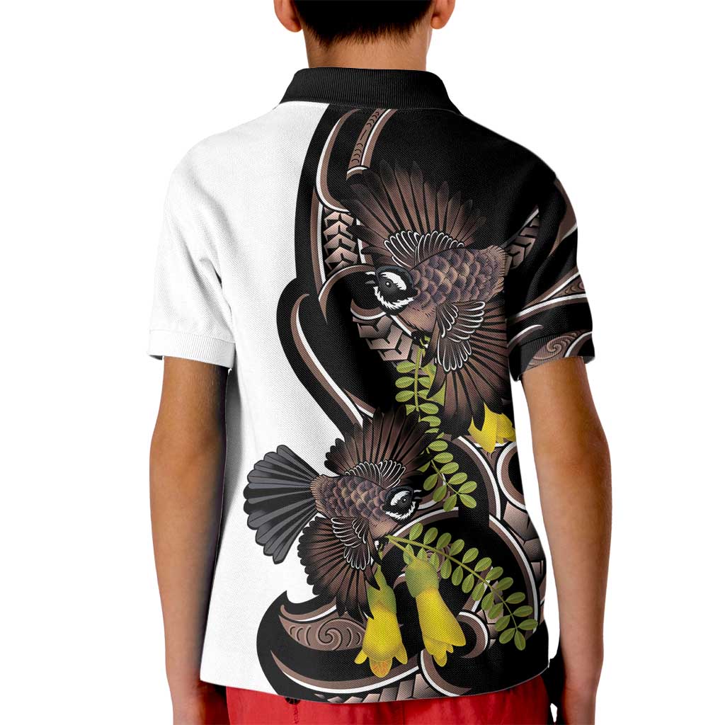 New Zealand Valentines Day Kid Polo Shirt Piwakawaka Lovers Maori Koru Tattoo LT14 - Polynesian Pride