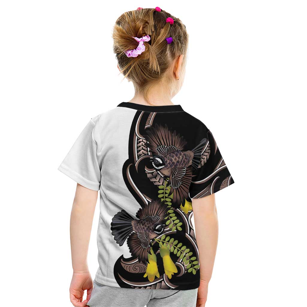 New Zealand Valentines Day Kid T Shirt Piwakawaka Lovers Maori Koru Tattoo LT14 - Polynesian Pride