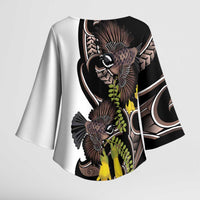 New Zealand Valentines Day Kimono Sleeve Blouse Piwakawaka Lovers Maori Koru Tattoo LT14 - Polynesian Pride