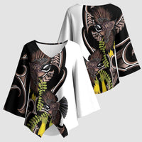 New Zealand Valentines Day Kimono Sleeve Blouse Piwakawaka Lovers Maori Koru Tattoo LT14 - Polynesian Pride