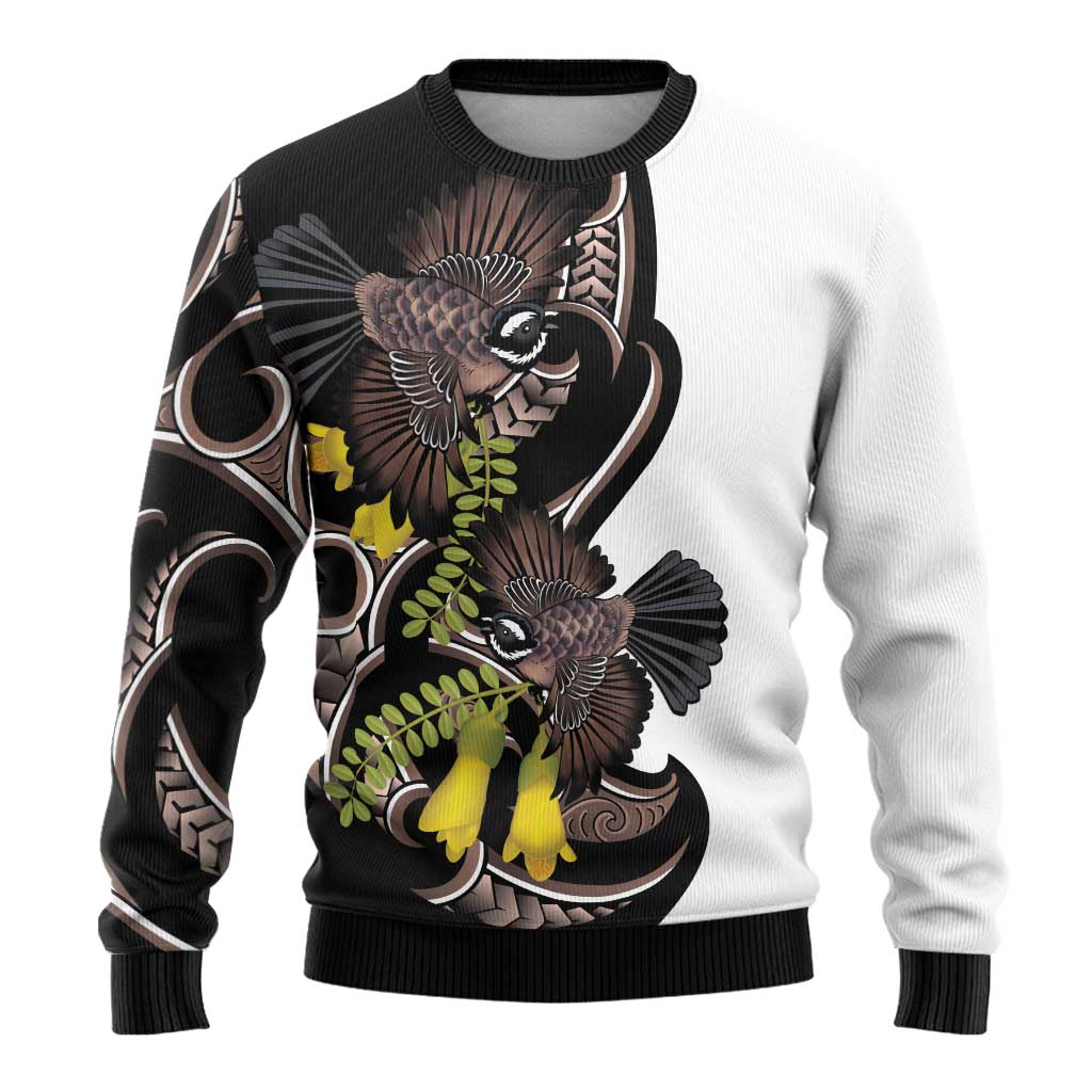 New Zealand Valentines Day Ugly Christmas Sweater Piwakawaka Lovers Maori Koru Tattoo LT14 - Polynesian Pride