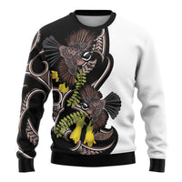 New Zealand Valentines Day Ugly Christmas Sweater Piwakawaka Lovers Maori Koru Tattoo LT14 - Polynesian Pride
