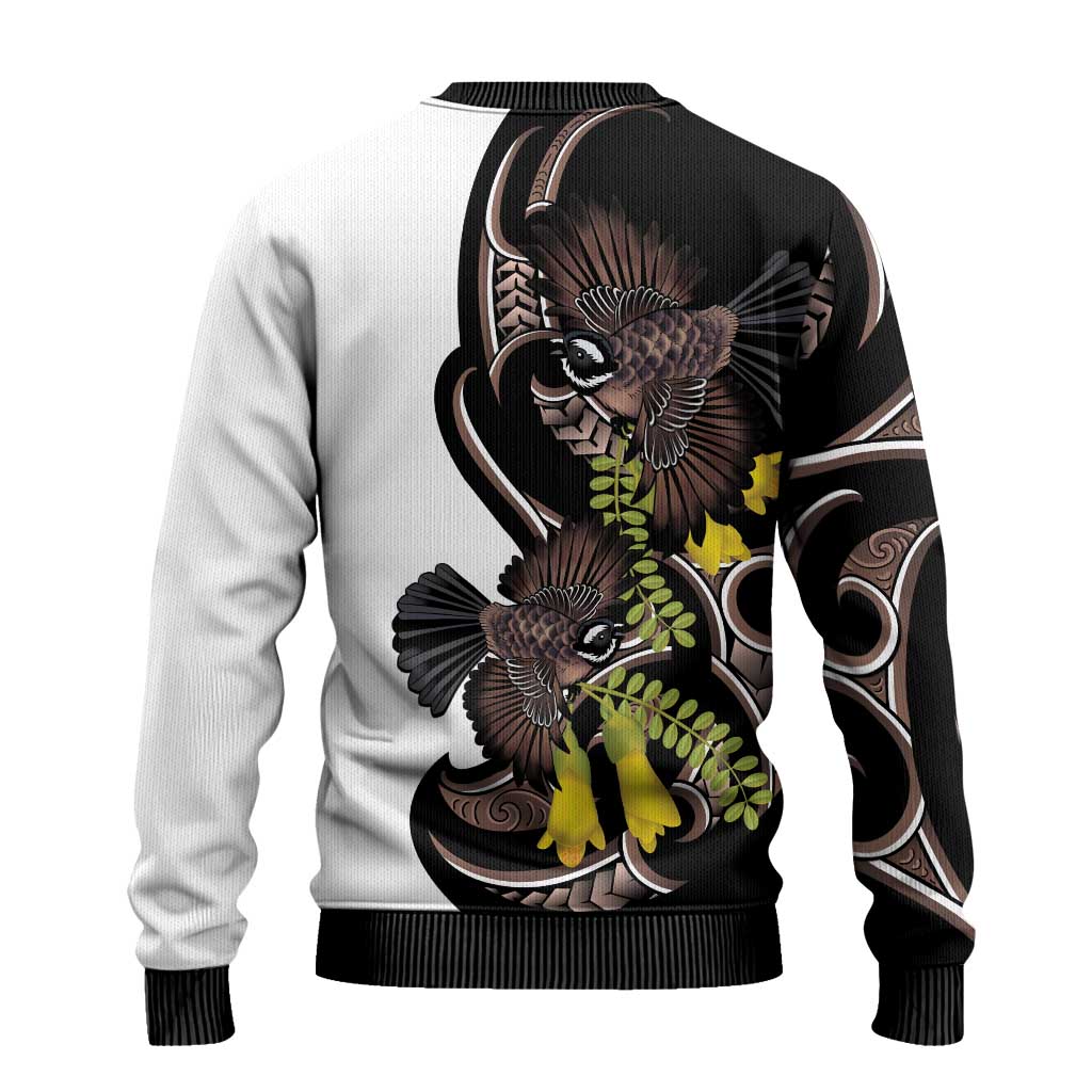 New Zealand Valentines Day Ugly Christmas Sweater Piwakawaka Lovers Maori Koru Tattoo LT14 - Polynesian Pride