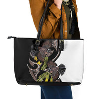 New Zealand Valentines Day Leather Tote Bag Piwakawaka Lovers Maori Koru Tattoo LT14 - Polynesian Pride