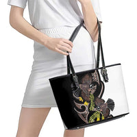 New Zealand Valentines Day Leather Tote Bag Piwakawaka Lovers Maori Koru Tattoo LT14 - Polynesian Pride