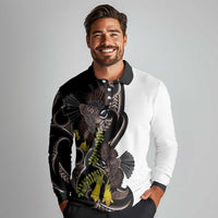 New Zealand Valentines Day Long Sleeve Polo Shirt Piwakawaka Lovers Maori Koru Tattoo LT14 - Polynesian Pride