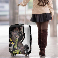 New Zealand Valentines Day Luggage Cover Piwakawaka Lovers Maori Koru Tattoo - Polynesian Pride