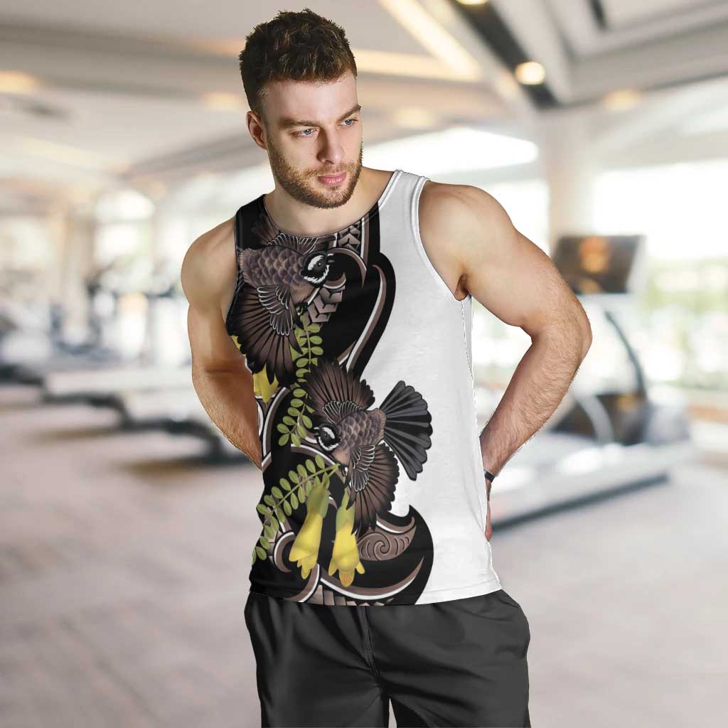 New Zealand Valentines Day Men Tank Top Piwakawaka Lovers Maori Koru Tattoo LT14 Black - Polynesian Pride