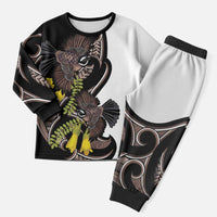 New Zealand Valentines Day Christmas Pajama Set Piwakawaka Lovers Maori Koru Tattoo LT14 Men Black - Polynesian Pride