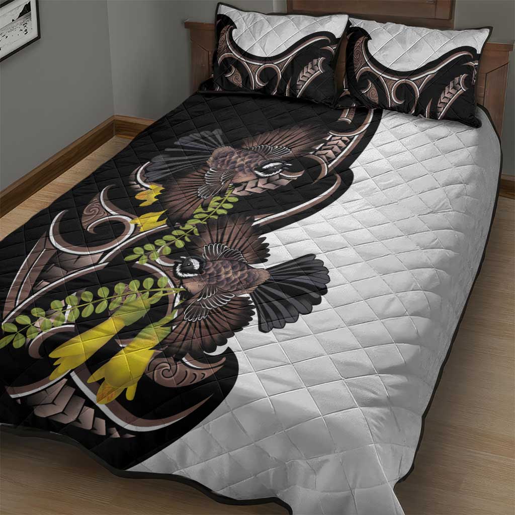 New Zealand Valentines Day Quilt Bed Set Piwakawaka Lovers Maori Koru Tattoo LT14 - Polynesian Pride