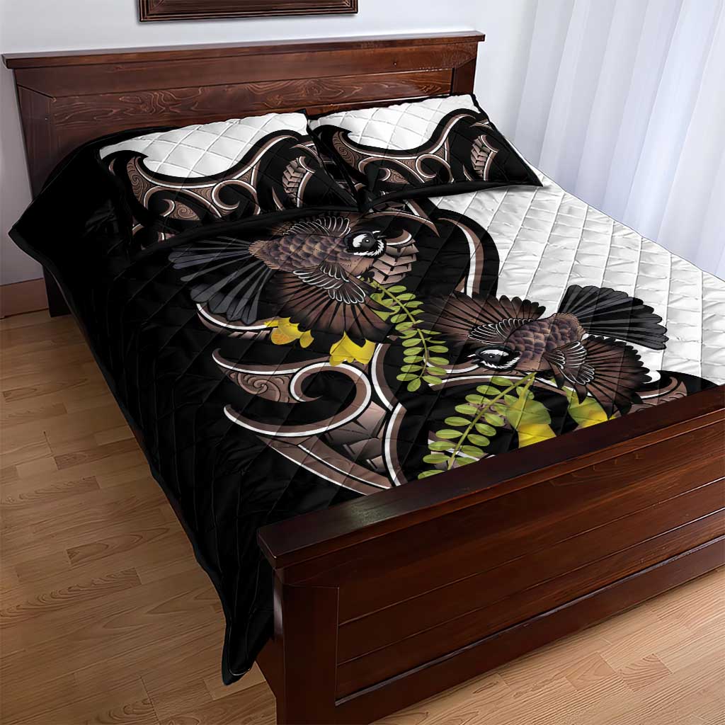 New Zealand Valentines Day Quilt Bed Set Piwakawaka Lovers Maori Koru Tattoo LT14 - Polynesian Pride