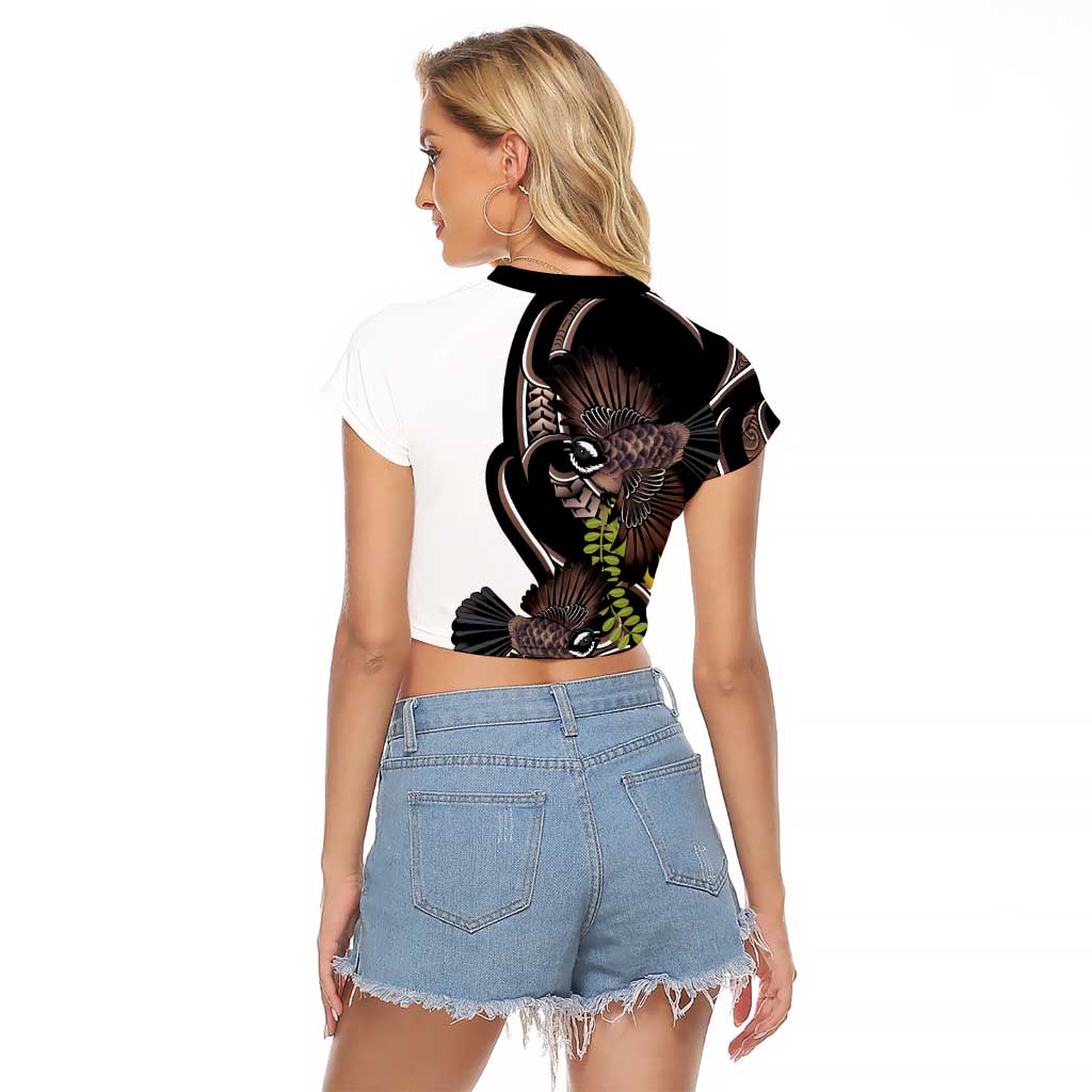 New Zealand Valentines Day Raglan Cropped T Shirt Piwakawaka Lovers Maori Koru Tattoo LT14 - Polynesian Pride